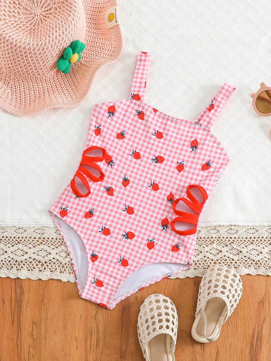 Maiô feminino Infantil estampa de Morango Luana